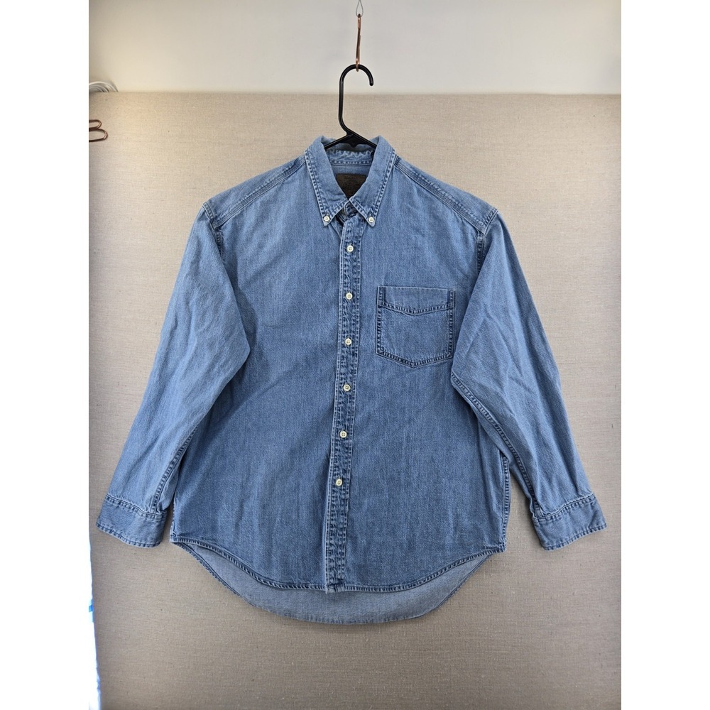 VTG Gap Blue Jeans Denim Shirt Mens Medium Blue Long Sleeve Button Down 90s - Picture 2 of 8